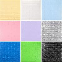 Vista 2 de Queenbox 12 piezas de papel tapiz de ladrillos de espuma sintética de 27 x 30 pulgadas, efecto 3D sólido, autoadhesivo, para despegar y pegar