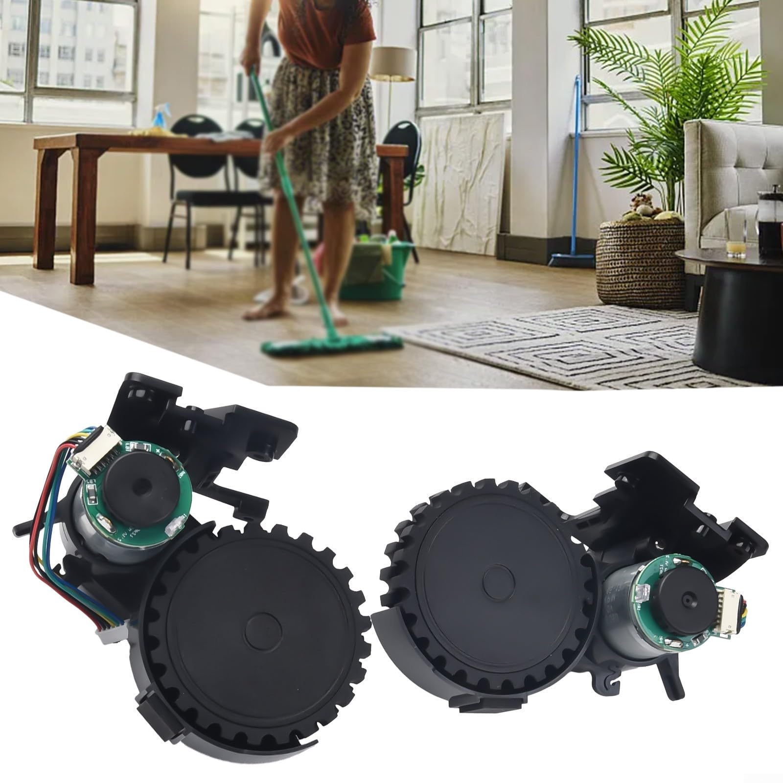 Rueda motorizada de repuesto para Lefant para M210 M213 Robot Aspirador Piezas de repuesto Accesorios Negro (rueda derecha+rueda izquierda)