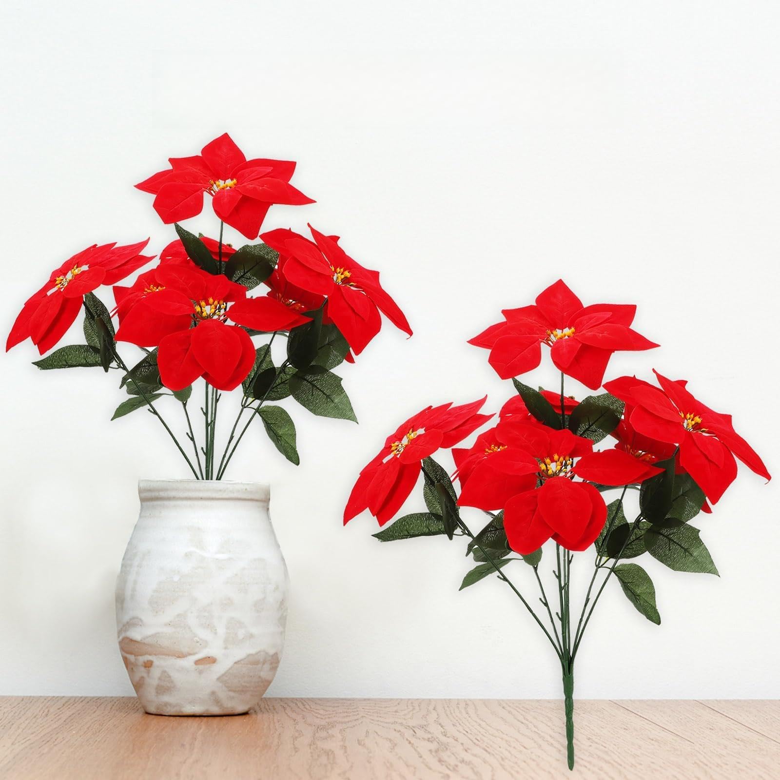 Poinsettia artificiel durable en soie pour remplacer les fleurs de Noël qui fanent