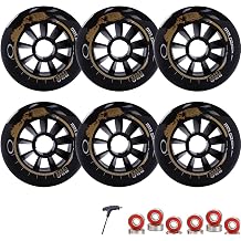 Pack of 6 8 Pro Inline Skate Replacement Wheels 110 mm 100 mm 90 mm 85A Inline Speed Skate Wheels with Bearings Increased Speed and Grip 100 mm 6