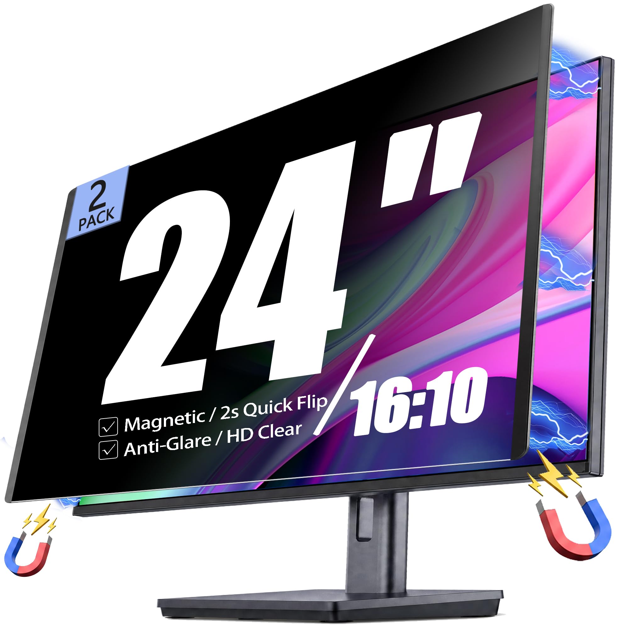2 Pack Magnetic Privacy Screen for 21.5 Inch 16:9 Computer Monitor