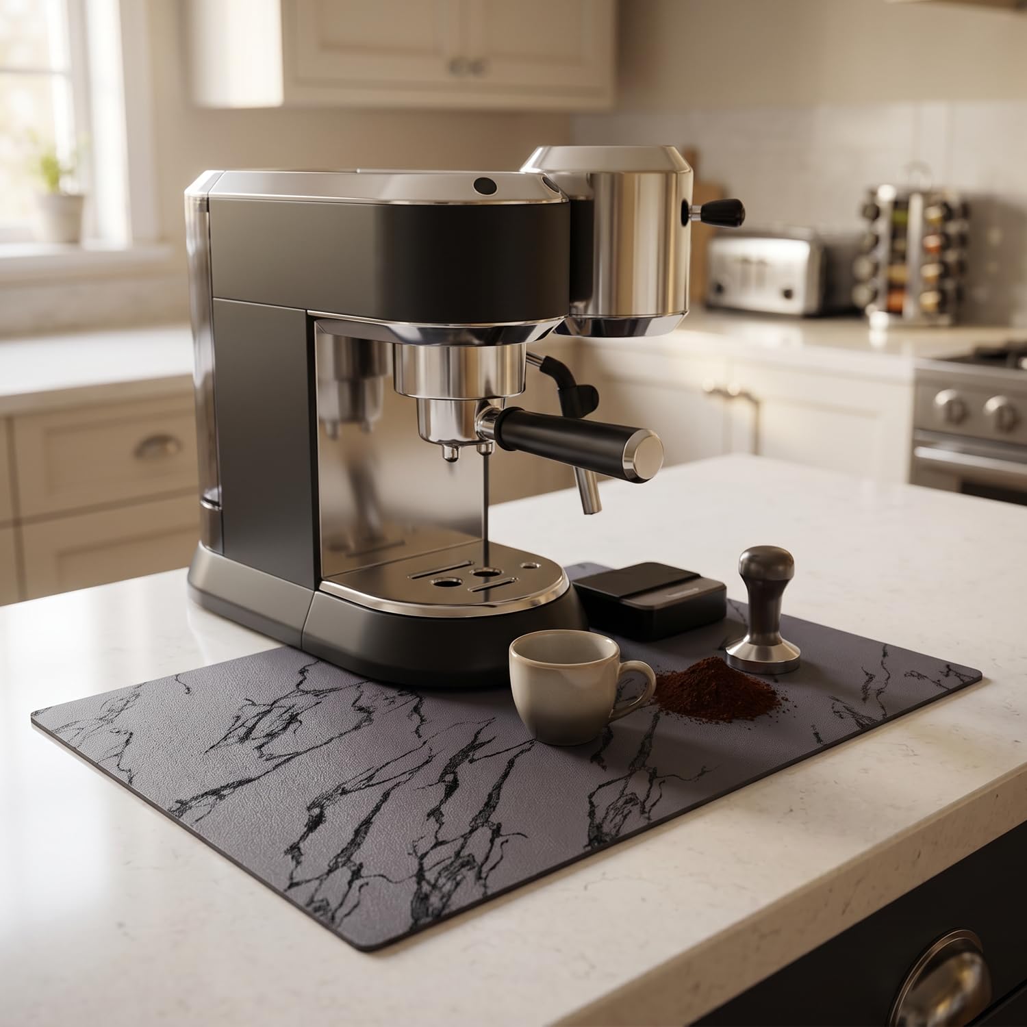 Urban Nest Coffee Mat, Absorbent PU Mat, Marble Grey, 40x60cm
