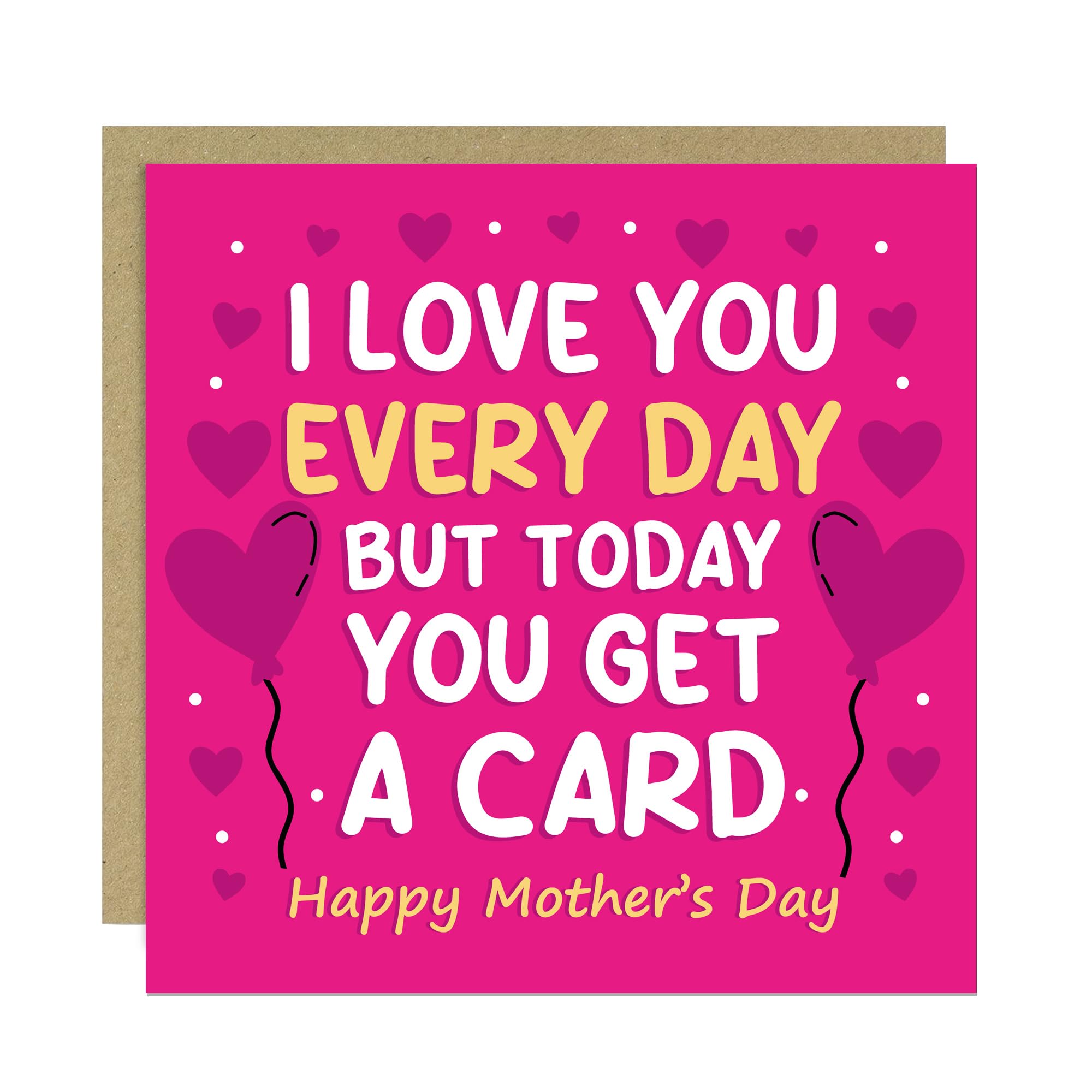 RED OCEAN Funny Card For Mothers Day, LOVE YOU EVERDAY, Joke Card For Mum From Daughter Son, Humorous Mum Card With Kraft Envelope
