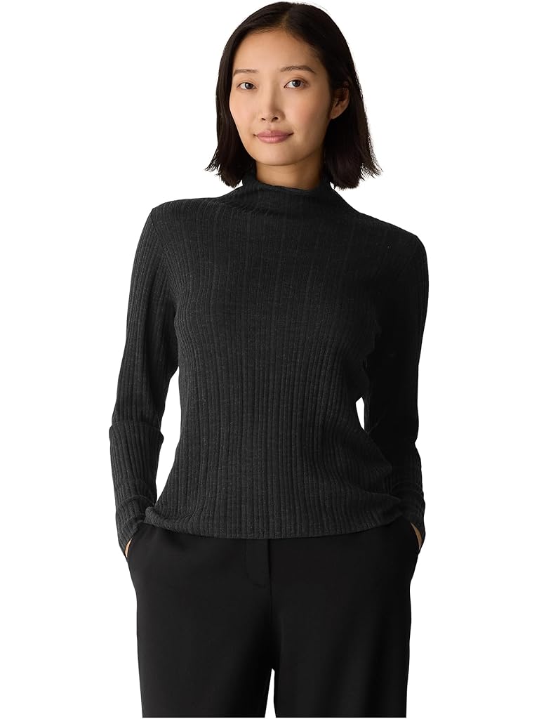 Gray Eileen Fisher Clean Merino Turtle Neck Sweater
