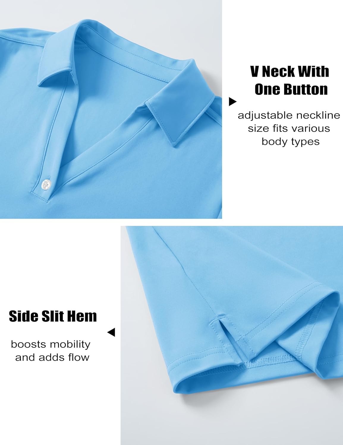 MAGCOMSEN Women's Polo Shirts Short Sleeve UPF 50+ Sun Protection Golf Shirt V Neck Collared Tops Dry Fit - Image 4