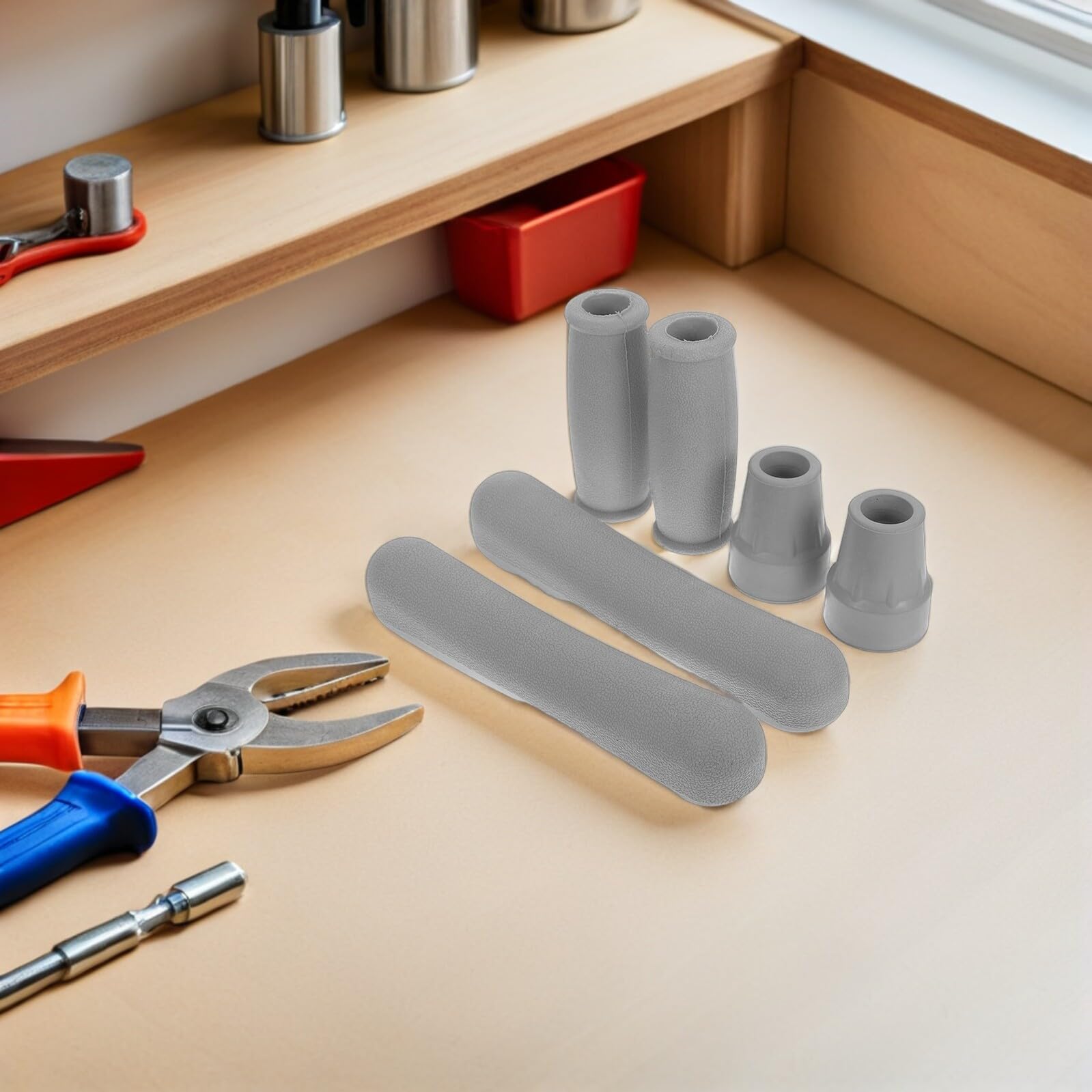 4 Juegos Kit Almohadillas para Muletas con Cojines para Axilas Fundas para Agarres y Puntas de Goma Antideslizantes para Bastones y Andadores Accesorios Completos para Comodidad y