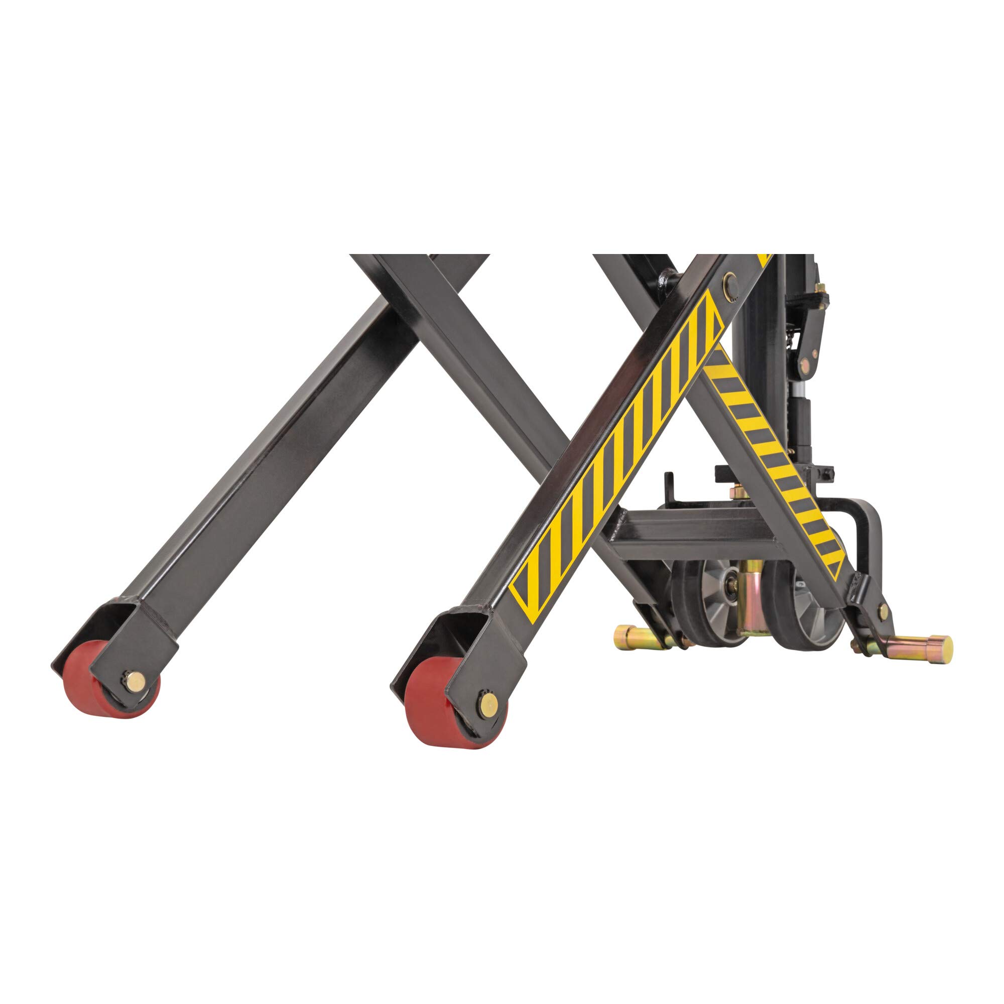 STIER Scheren-Hubwagen, 1000 kg Traglast, 800 mm Hubhöhe, manueller Quicklift für doppelte Hubgeschwindigkeit, Gabellänge 1140 mm, Hubtisch mit Polyurethan-Lenkrädern & Überlastventil