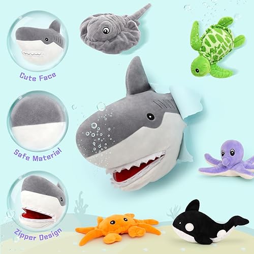 Vista 56 de MorisMos Juego de 7 animales de peluche de dragón verde, juguete de peluche de 21 pulgadas con 4 dragones bebé y 2 huevos en el interior, juguete