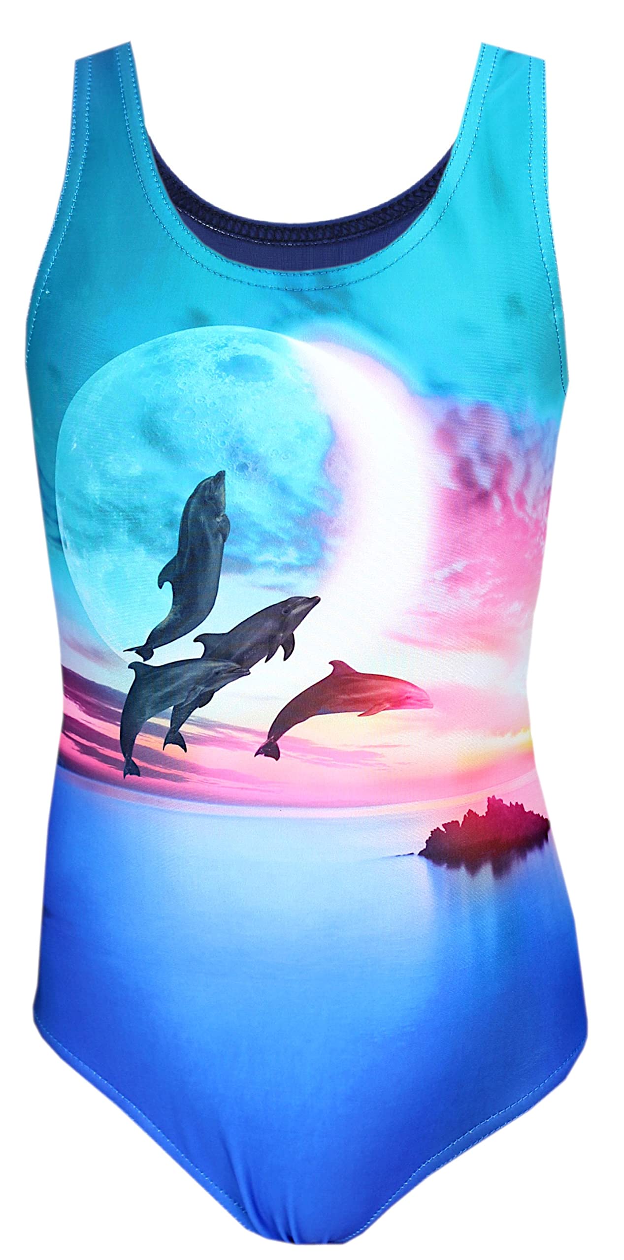Aquarti Maillot de Bain Une Pièce Fille avec Dos Nageur et Imprimé Tendance