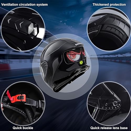 Miniatura 6 de Casco de Motocicleta - Casco Integral Aprobado por DOT (Control de Aplicación Inteligente), Casco de Motocicleta Compacto