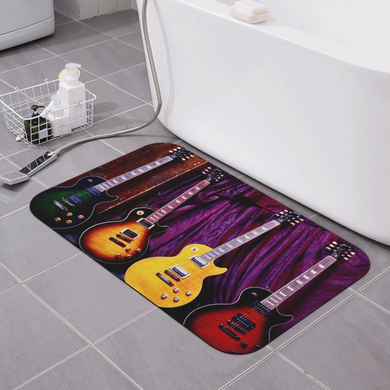 Tapis de bain antidérapant guitare 40x60 cm pour habiller votre salle de douche