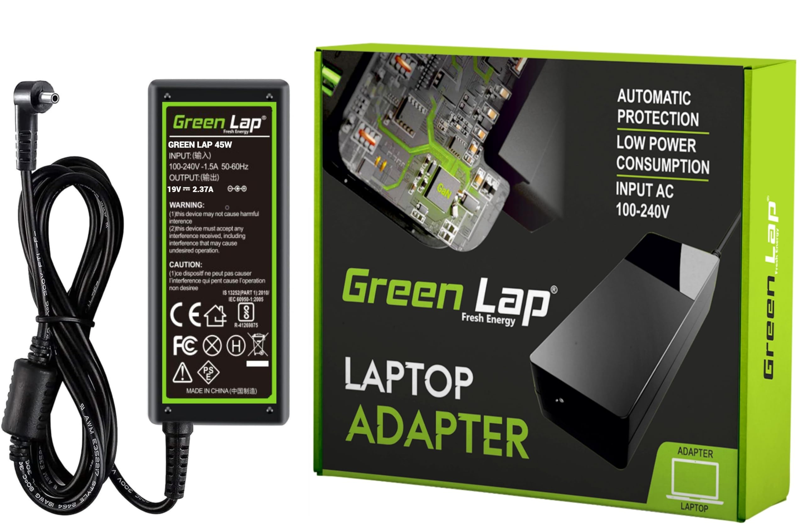 Green Lap - Fresh Energy - Compatible for ACER 45w Laptop Charger/Adapter 19.0 Volt == 2.37 Amp, (45W) (Pin Size : 3.0mm x 1.1mm) with Power Cord... (B0D8YQJKZQ) Amazon Price History, Amazon Price Tracker