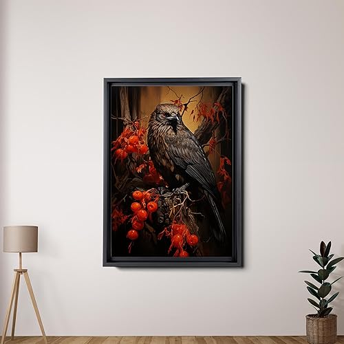 Miniatura 2 de Wolf and Crow Folk Art Nature Print, Coyote Art Wall Décor, Woodland Creatures, Celestial Moon Phase Nature Illustration, Canvas Prints, Art Print