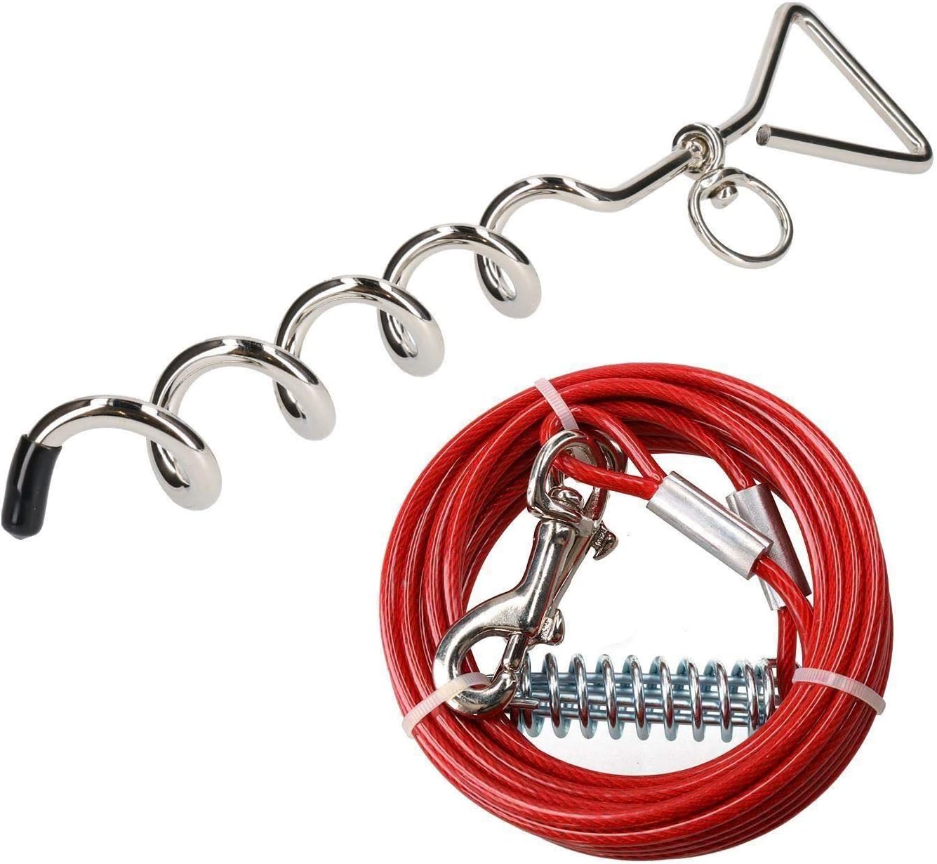 Dog Yard Stake Out Spike & 30ft Weather Resistant Strong Tie Out Cable