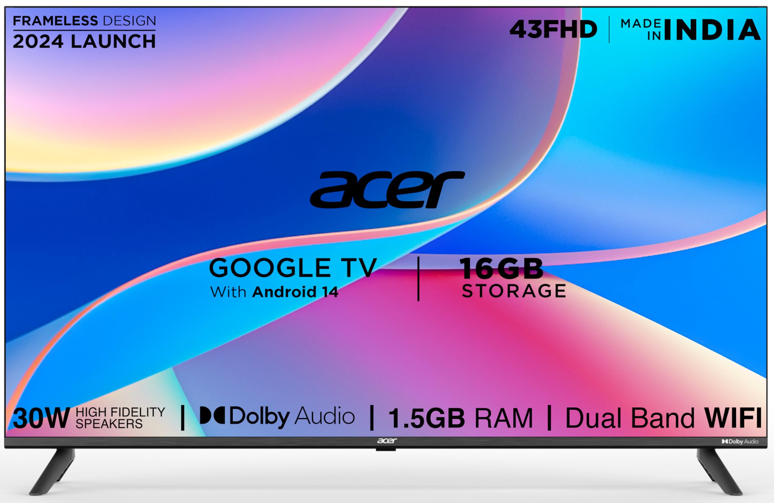 Acer 109 cm (43 inches) I Pro Series Full HD Smart LED Google TV with Android 14 (Black) | 16GB Storage | 30W Dolby Audio (B0D9BWHJMR) Amazon Price History, Amazon Price Tracker