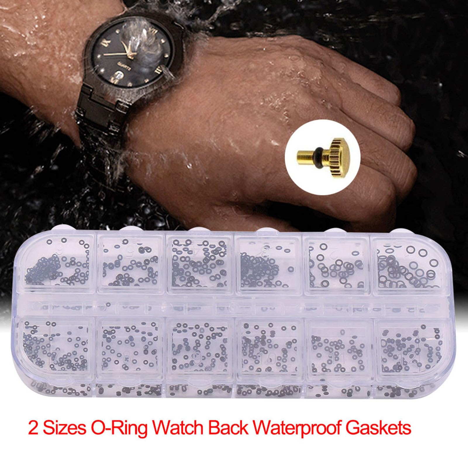 Fayelume 1.4-2.8mm Watch Gasket, 12 Sizes Watch Repair Kit, O Rings Assortment Kit, Rubber Seal Washers Set, for Watch Backs