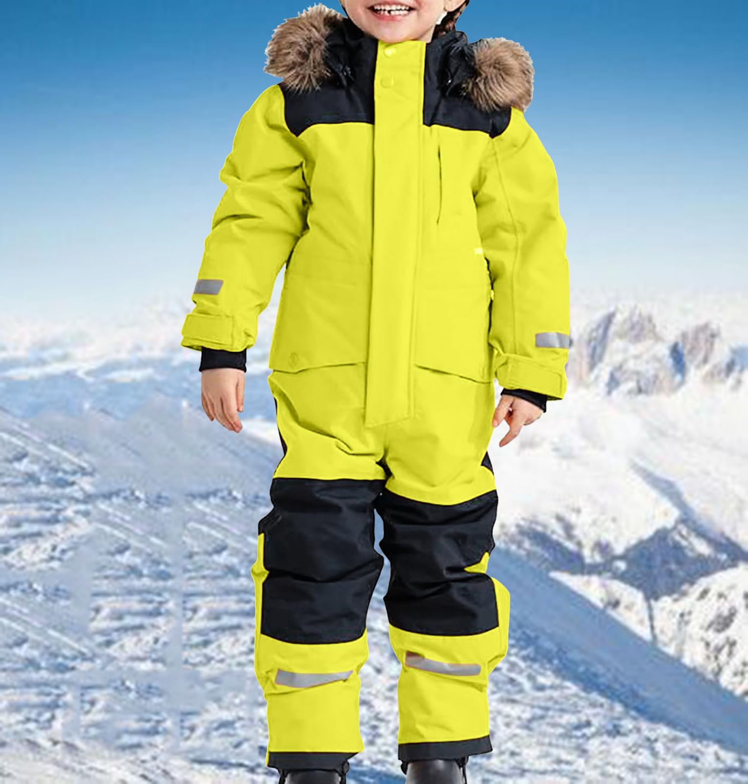 Chaqueta de esquí unisex para niños, mono de esquí con capucha, traje de nieve, impermeable, transpirable, traje de esquí engrosado, cálido, softshell funcional, mono de lluvia de una pieza, mono de