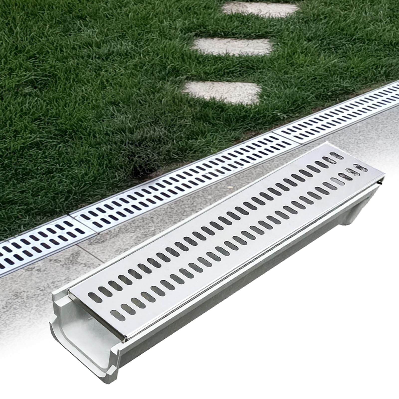 Solution de drainage efficace caniveau 60 cm contre l'eau stagnante
