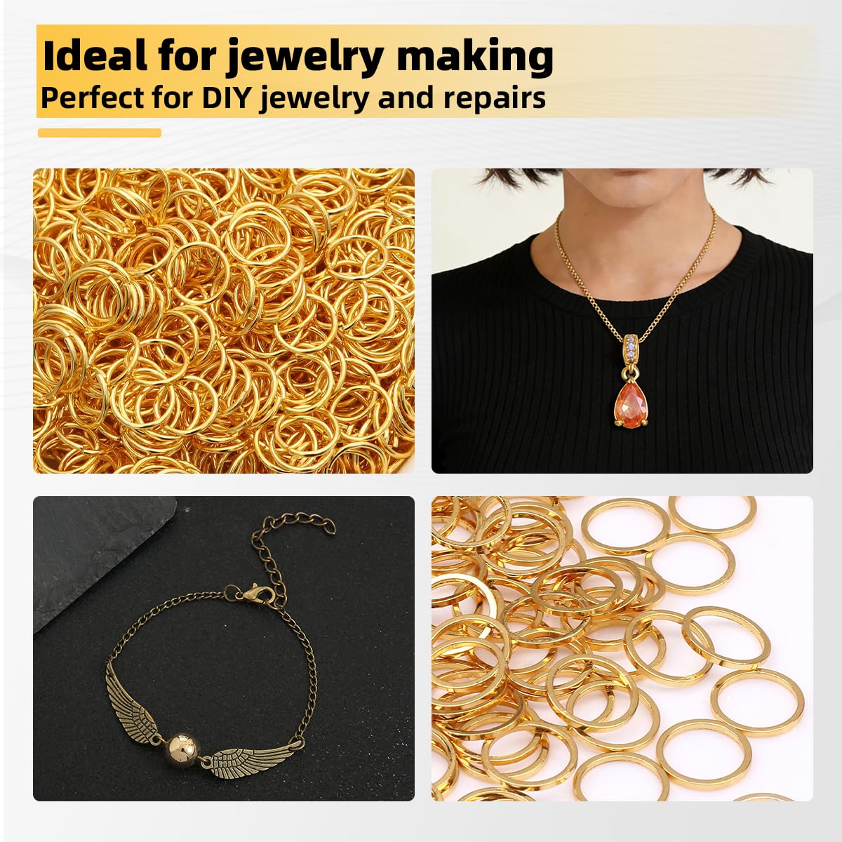 Fabricante de anillos de salto GEMKIT con 20 mandriles de acero inoxidable, herramienta de orfebrería y DIY para hilos de oro, plata, cobre y acero inoxidable