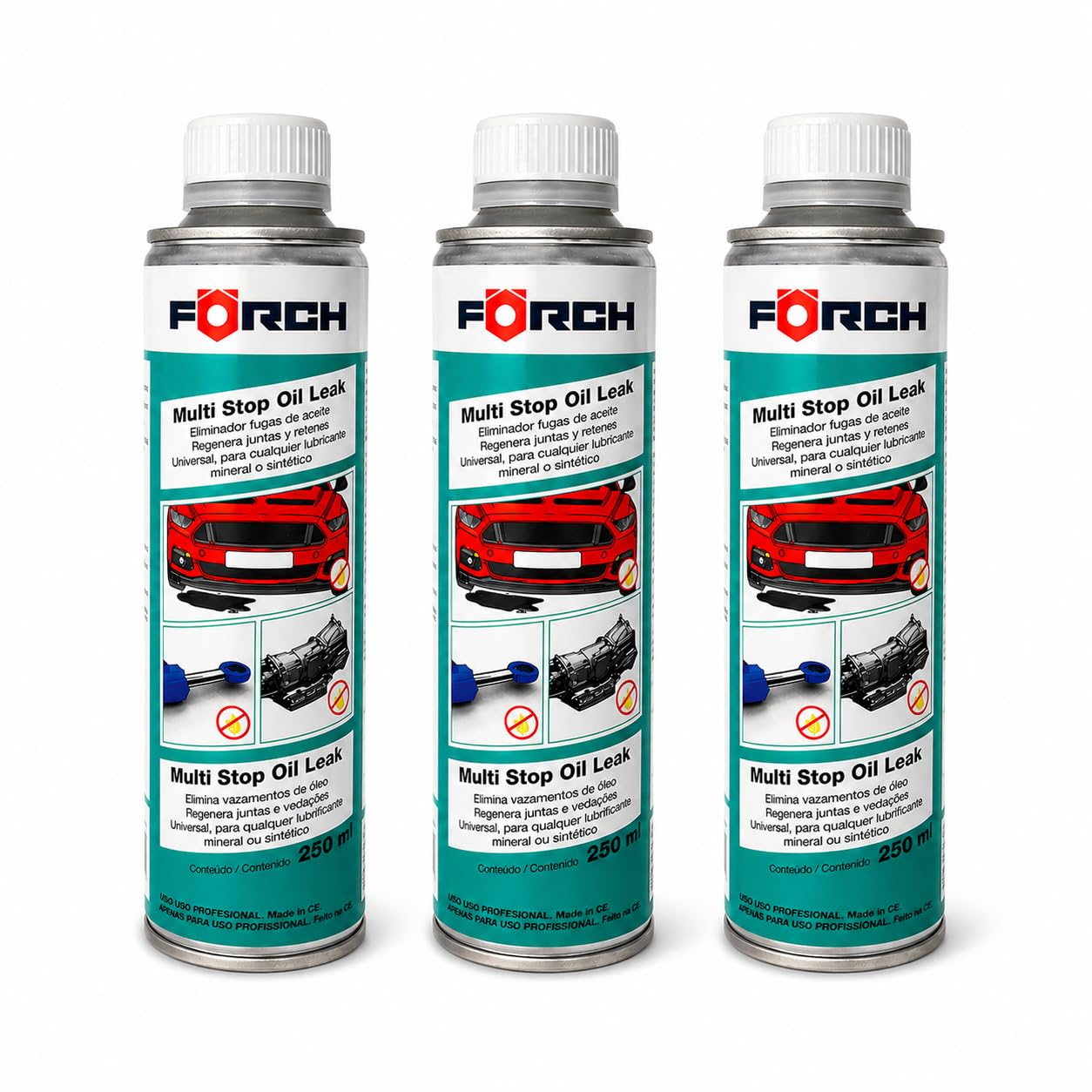 FORCH Tapa Fugas Aceite Coche, antifugas Motor y transmisión, Stop Leak Que repara Fugas sin Desmontar, válido para Motor, Caja de Cambios y dirección, 250 ml (3)