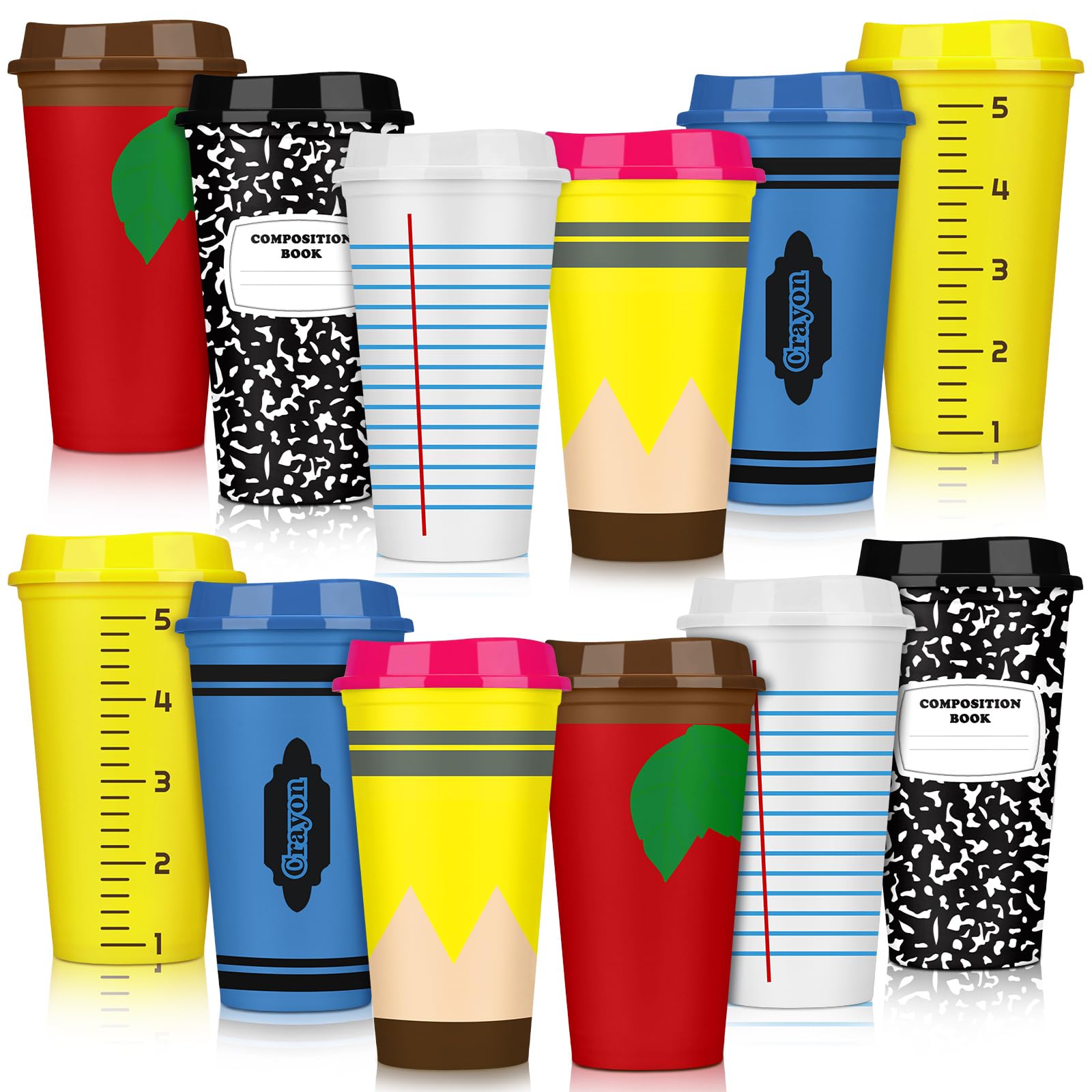 Photo 1 of Skylety 12 Pcs Teacher Appreciation Gifts Teacher Gifts Bulk Teachers Deals Reusable Plastic Coffee Cup with Lid for Back to School Party Decorations (Elegant)
