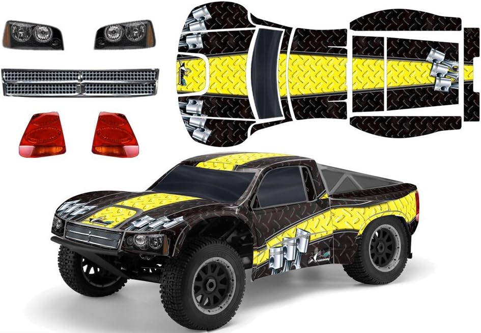 AMR Racing RC Graphics kit Sticker Decal Compatible with Losi Ten-SCTE 1/10 #LOSB8028 - Diamond Race Yellow/Black