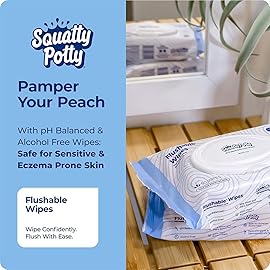 Squatty Potty 7 Toilet Stool + PlantBased Flushable Wipes Bundle - Improve Bathroom Posture & Freshness, SpaScented, Flushable & SepticSafe