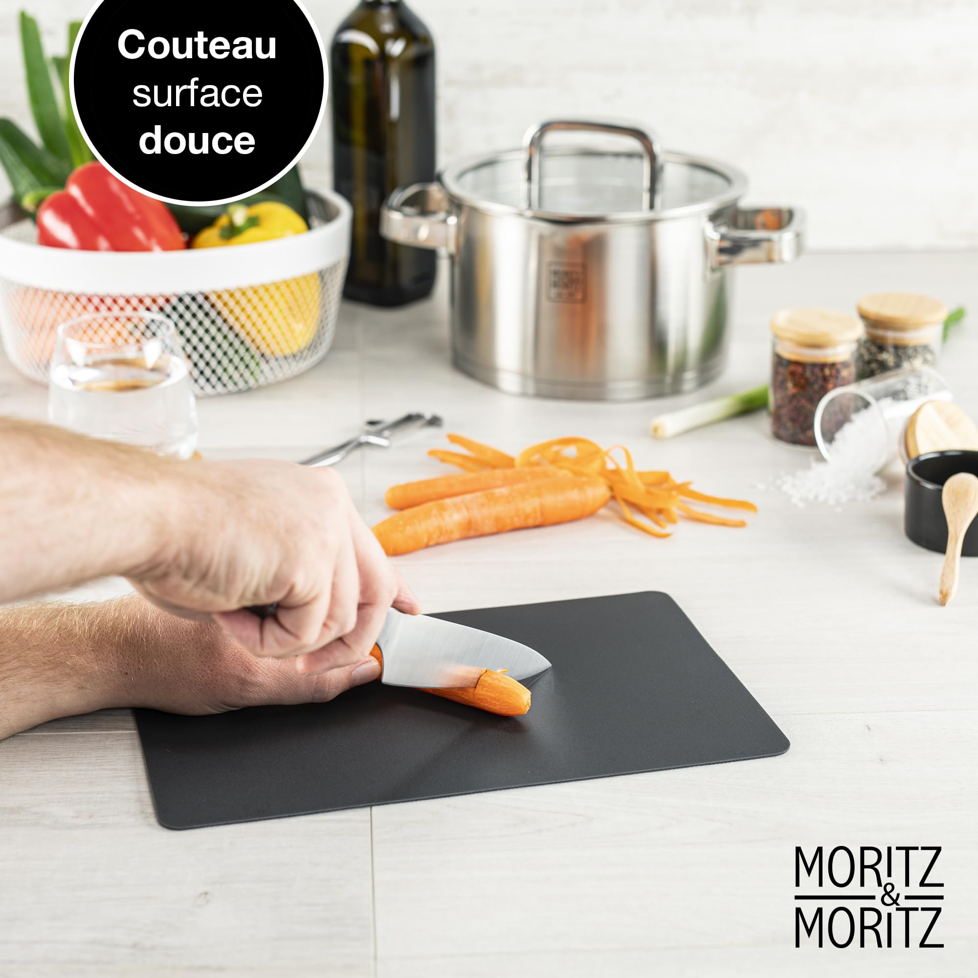 Planches à Découper Flexible Moritz & Moritz - Lot De 4 - 29x19cm - Antidérapantes Et Lavables - Couleurs Gris