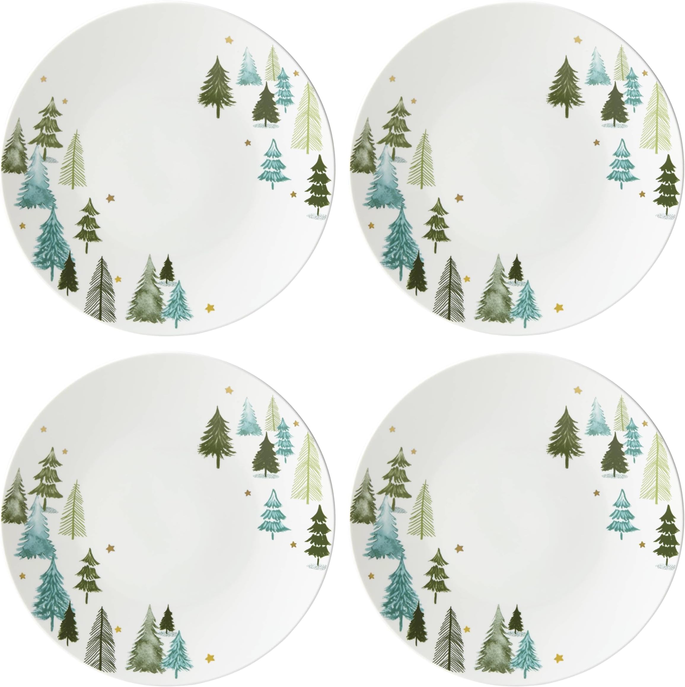 880068 Balsam Lane 4-Piece Dinner Plate Set(Green), Christmas Drinkware, Holiday Hosting