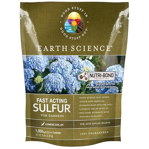 Earth Science Fast Acting Sulfur Granules – 5lb – Reduces Soil pH and Nutrient Runoff, Improves Growth & Color for Acid-Loving Plants, Long-Lasting Lawn Care Supplement