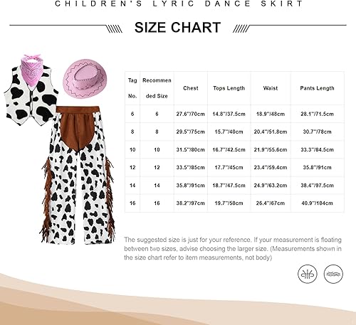 Miniatura 5 de Doomiva Disfraz de vaquera para niñas, disfraz de vaquero de Helloween Western con borlas y pantalones con sombrero