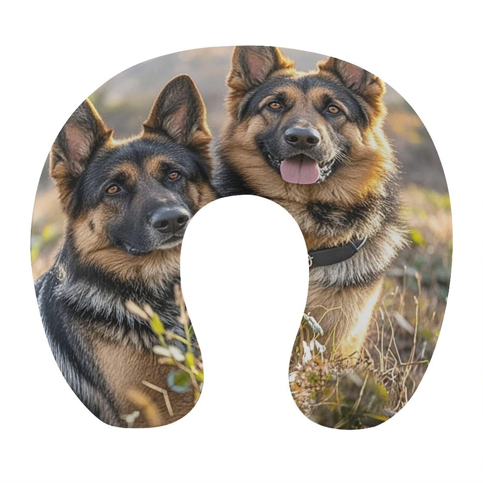 VstaDank German Shepherd Dog Lovers Neck Pillow Soft Comfortable Travel U Shaped Pillows Portable Pillows for Shoulder Memory Foam Head Support Pillow for Airplane Car Home Office