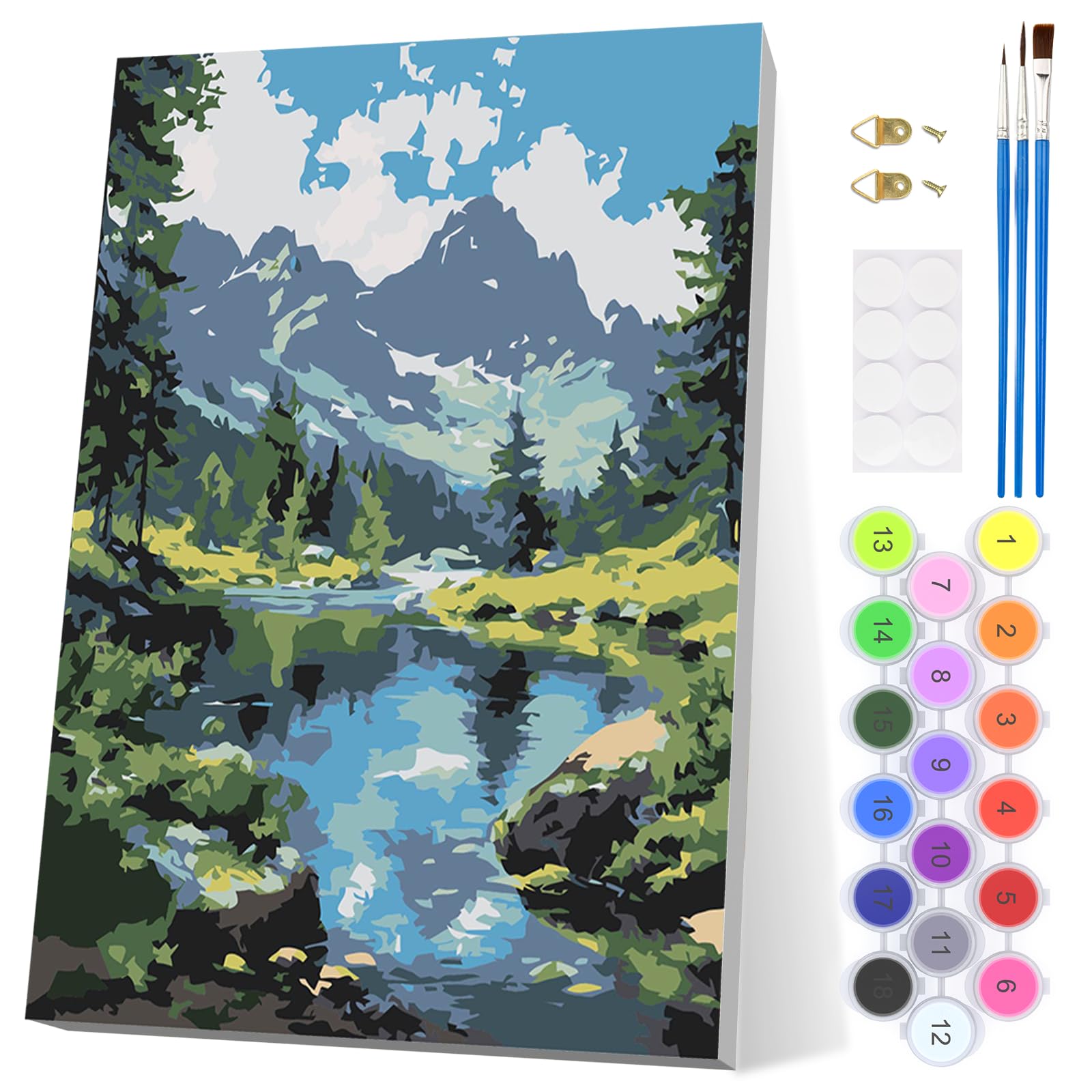 EOBROMD Snow Mountain Paint by Numbers for Adults Beginner with Frame, Natural Landscapes Paint by Numbers Kits, Acrylic Easy Painting by Numbers for Gift Home Wall Decor 8x12in
