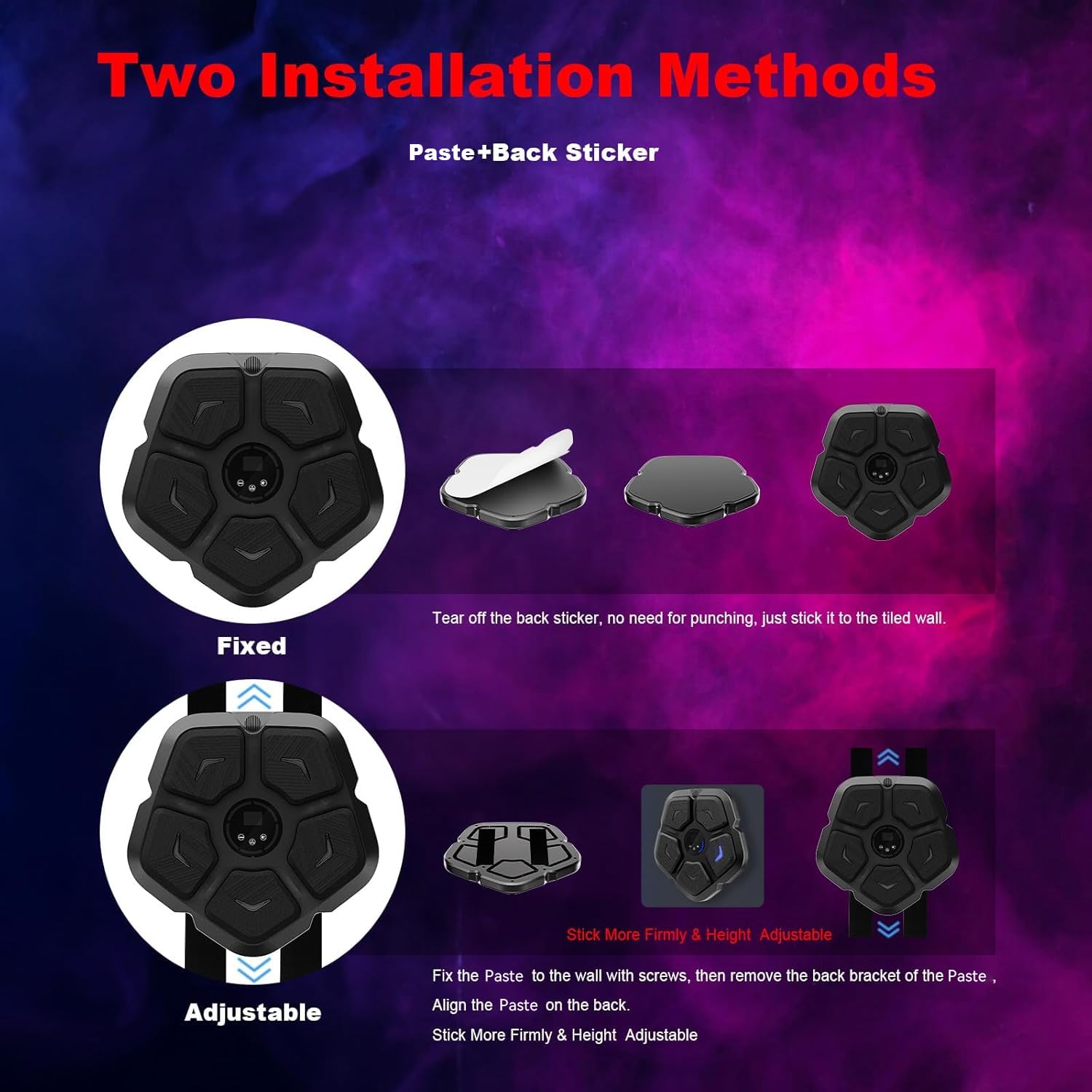 Musik Boxmaschine Bluetooth Music Elektronischer Boxer,Boxausrüstung mit 2 Modi, 9 Stufen Geschwindigkeit, Lautstärke, Smart Music Boxing Machine,Wand Boxen Musik Maschine
