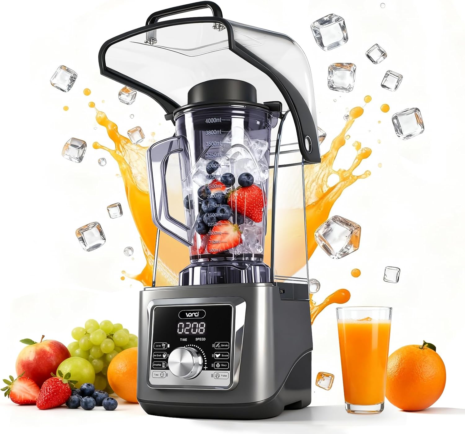 VONCI 2200W Commercial Blender With Sound Enclosure, 135OZ Large Capacity Quiet Blender For Smoothies, Heavy Duty Industrial Blenders For Restaurant, Perfect For Kitchen, Ice Crush, Milk Shake, Fruits