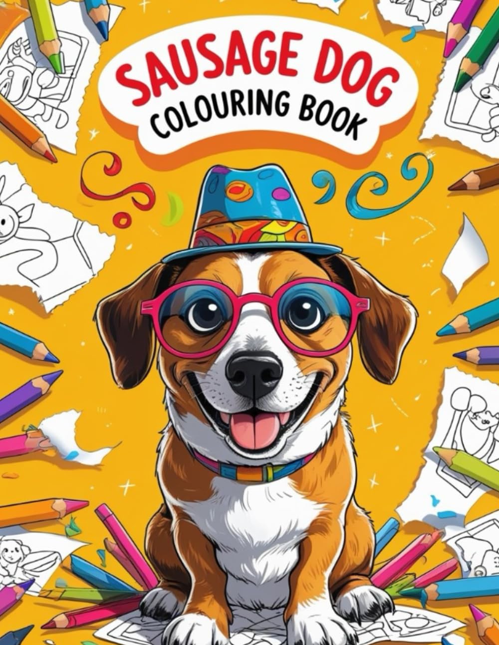 Sausage Dog Colouring Book: Dachshund Book for Dog Lovers, 50 Colouring Pages in Cute Style, gift for Kids & Adults