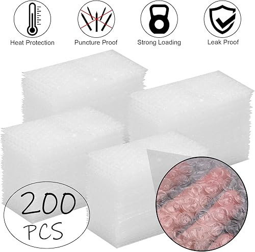 Miniatura 10 de Paquete de 200 bolsas de burbujas de 4 x 6 pulgadas, bolsas de embalaje acolchadas, bolsas de amortiguación de doble pared, bolsas de espuma gruesa