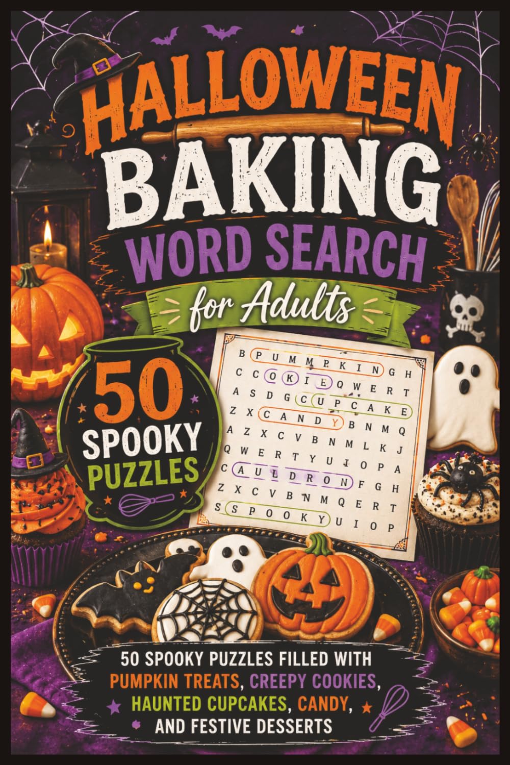 Halloween Baking Word Search for Adults: 50 Spooky Puzzles Filled with Pumpkin Treats, Creepy Cookies, Haunted Cupcakes, Candy, and Festive Desserts (Word search books collection)