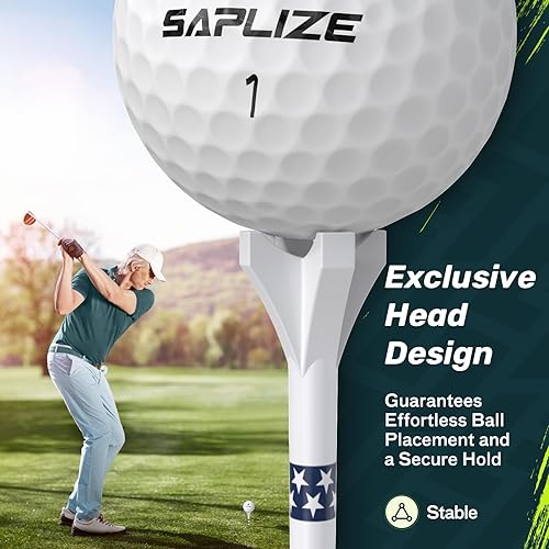 Miniatura 7 de SAPLIZE Soportes de golf de plástico mejorados, paquete de 10050 (3-14"), durabilidad y estabilidad mejoradas, diseño de cabezal de 4 puntas para