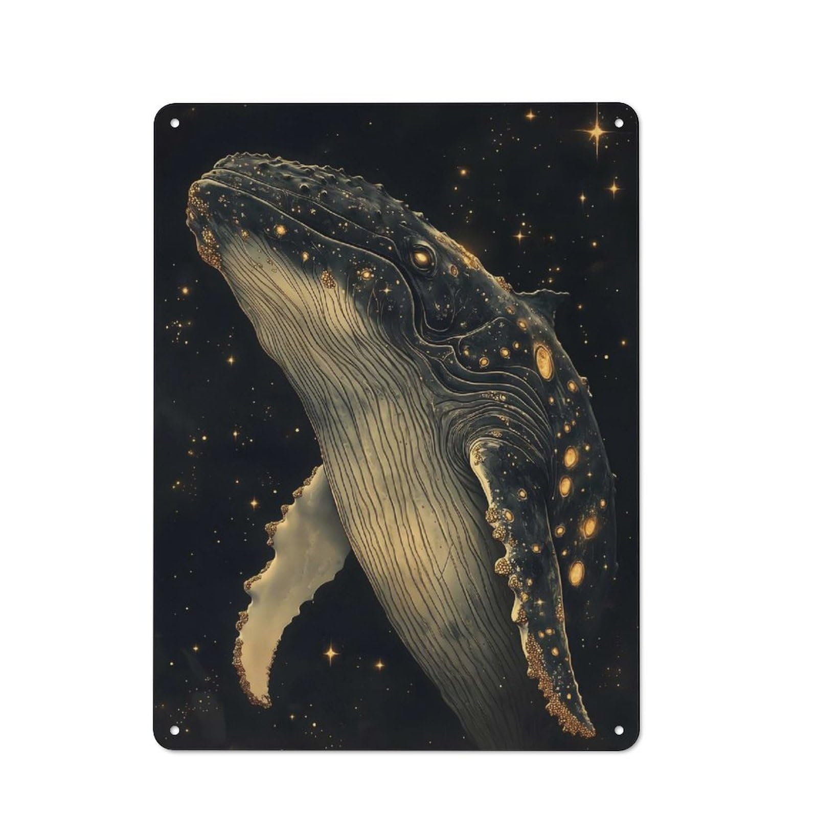 Junmoney Cosmic Whale Vintage Metal Plaque 40X30cm For Guest Room Or Hallway, A Decorative Christmas Gift For Guest Room Decorators