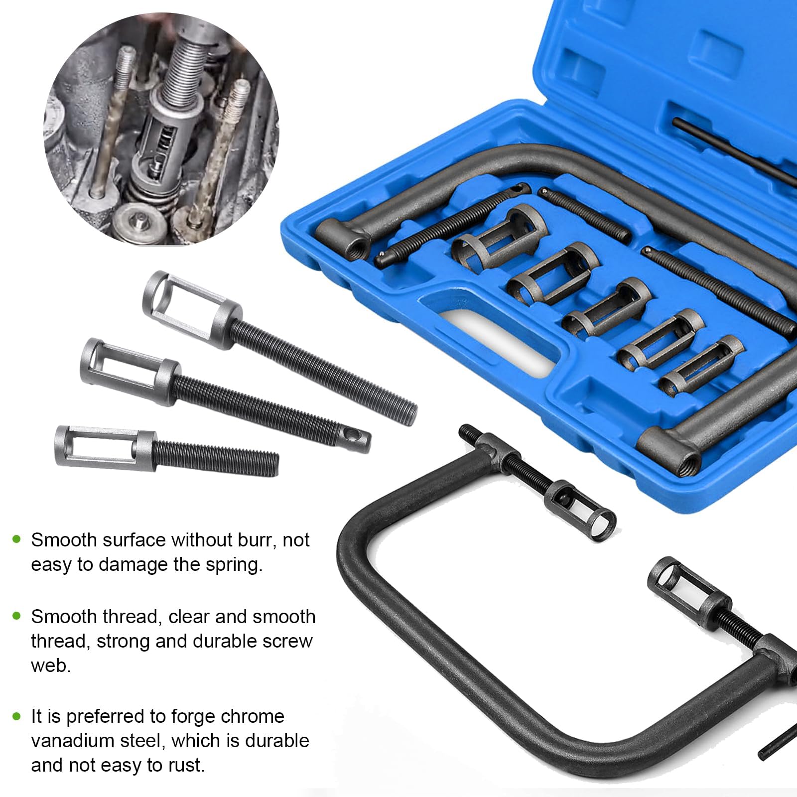 12 Pezzi Compressore Molle della Valvola Kit, Compressore Molla Valvola con Parti di Macinazione della Valvola, Compressore Auto Accessori, Kit Attrezzi Moto, per Moto Furgoni Auto