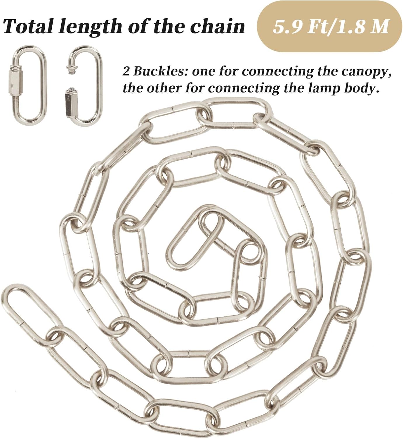 Heavy Duty Light Fixture Canopy Kit 5.3 Inches Diameter & 5.9 Feet Chain Ceiling Mounting Hardware for Pendant Light, Chandelier or Swag Light Fixtures, Brushed Nickel