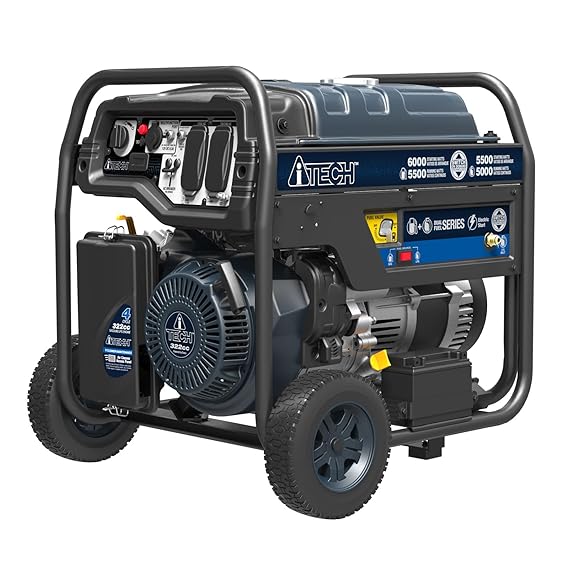 A-ITECH 6000W Portable Generator Dual Fuel, Electric Start, Gas & Propane Powered,
