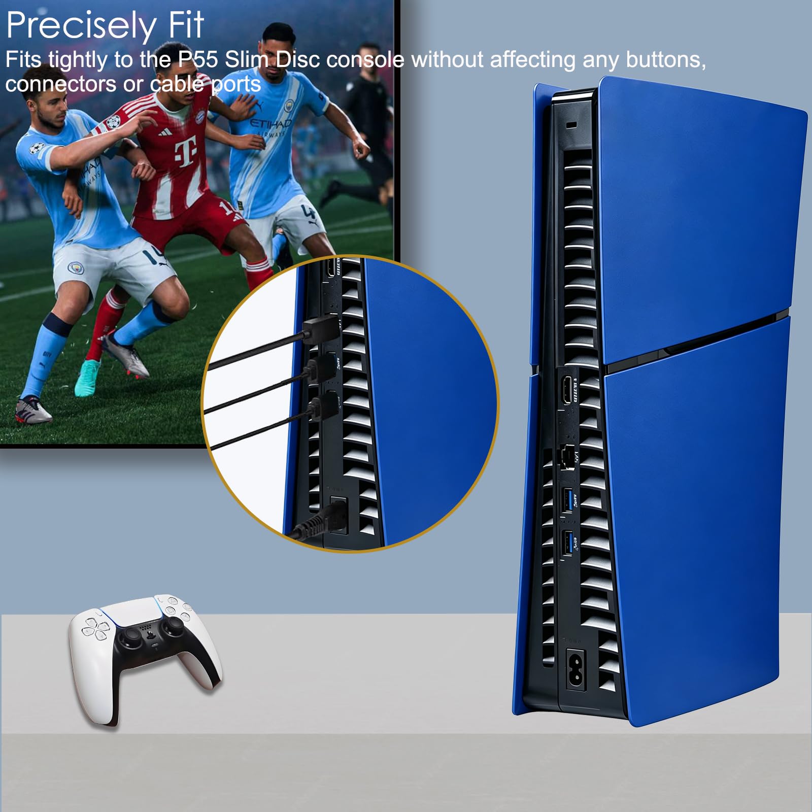 Piastre frontali antiurto per PS5 Slim Hard ABS opaco per PS5 Slim Accessori, antipolvere e antigraffio, pannelli a scatto per PlayStation 5 Slim Disc Console (blu)
