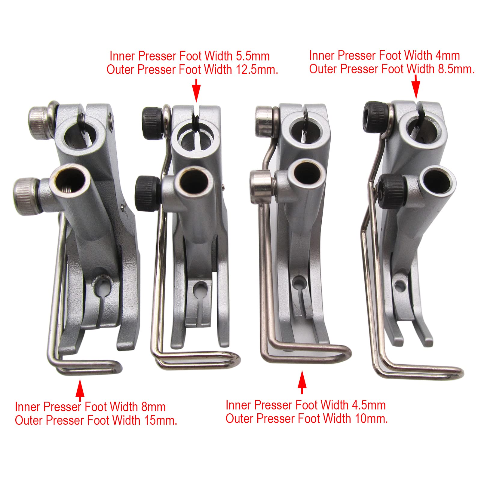 CKPSMS Marque : pied de marche à double bout denté compatible avec/remplacement pour Juki LU-1509, LU-1520, LU-2210, LU-2220 Durkopp Adler Brand 367, 467, 767, 867, 1767 (total de 4 lots)