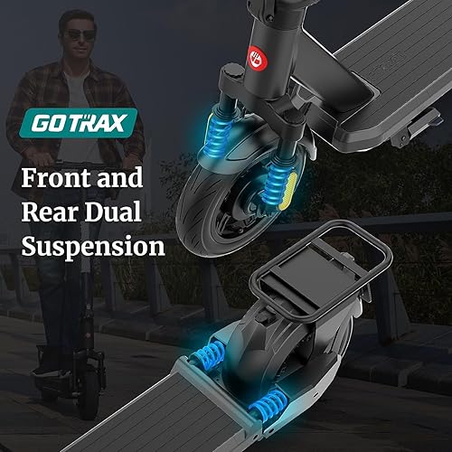 Miniatura 4 de Gotrax Patinete eléctrico, neumático de 10 pulgadas, máximo 1838 millas, velocidad máxima de 20 Mph, luz trasera de cuerpo y faros delanteros de