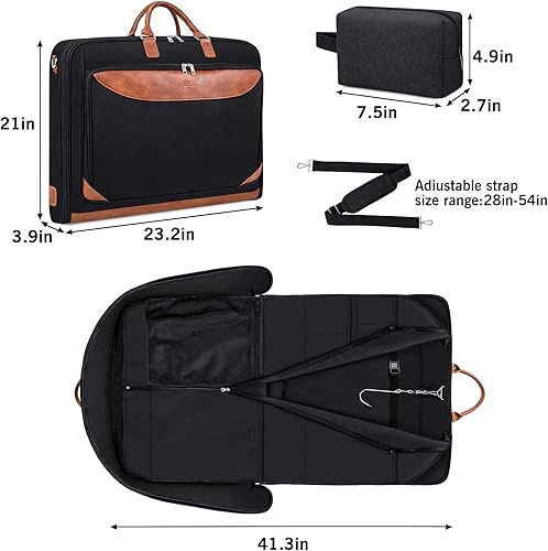 Miniatura 6 de Bolsas de ropa para viaje, bolsa de viaje grande con bolsa de aseo y correa para el hombro, plegable 2 en 1, bolsa de equipaje colgante para hombres