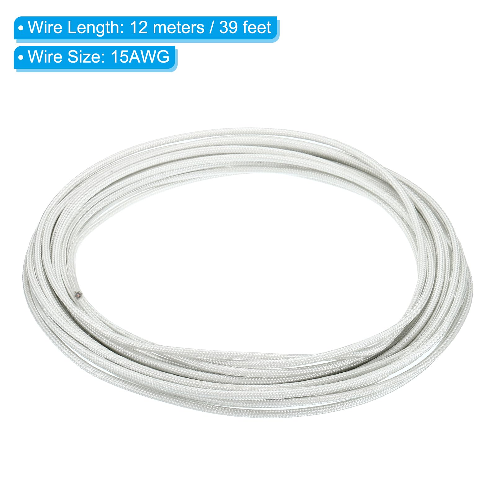 PATIKIL 39Ft 15AWG Mica High Temperature Wire, -60-450 Degrees Celsius Nickel Plated Copper Wire Glass Fiber Insulated Heat Resistant Electronical Flexible Cable Used in Harsh Environment - Image 2