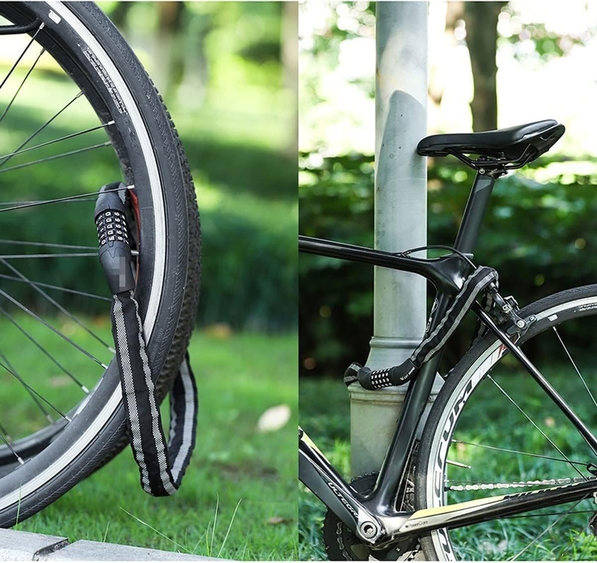 Bike Chain Lock,Anti-Theft Reinforced Long Security Lock Bike Accessories for Bike Scooter Motorcycle Cycling Anti-Theft Lock (Black 90cm)