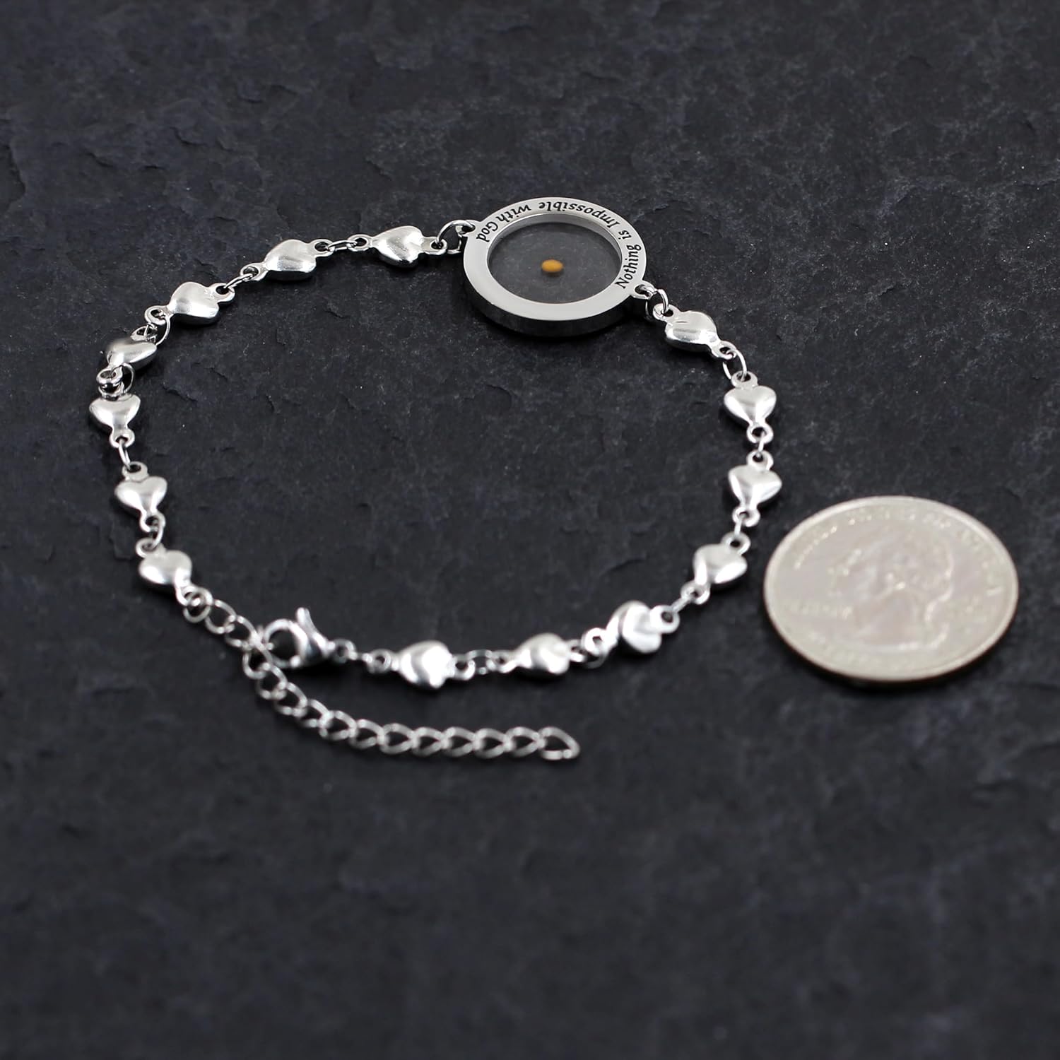 Nothing Is Impossible Bracelet Stainless Steel Love Heart Link Chain Bracelet With Real Mustard Seed, Inspirational Christian Faith Gift for Women - Image 7